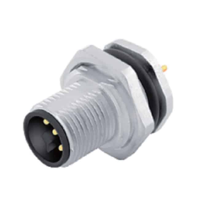M12 T coded male PCB mount connector - FLEXCONTAC TECHNOLOGY CO., LTD.